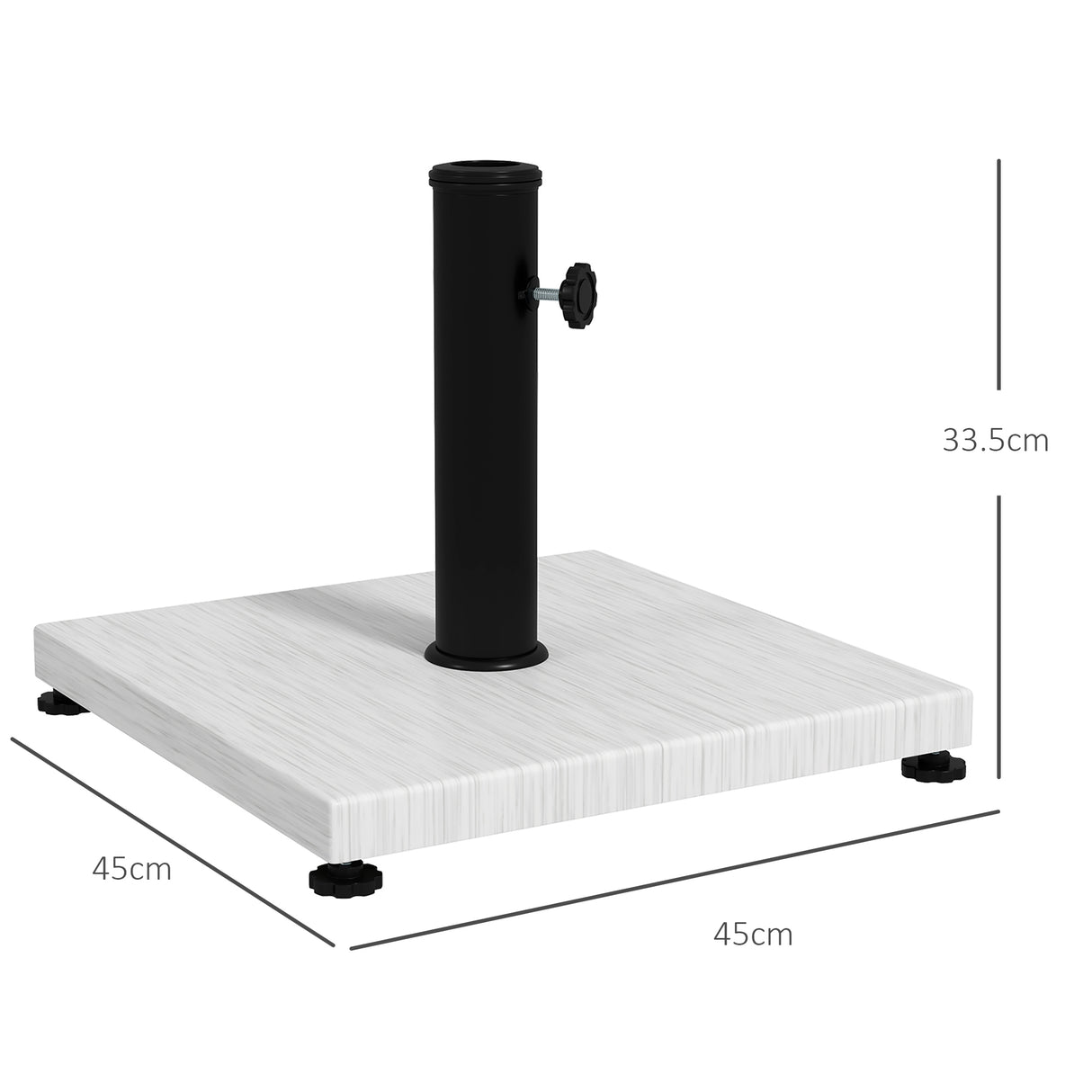 easycomfort easycomfort base per ombrellone da 25kg in metallo e cemento con effetto legno 45x45x33 5cm bianco
