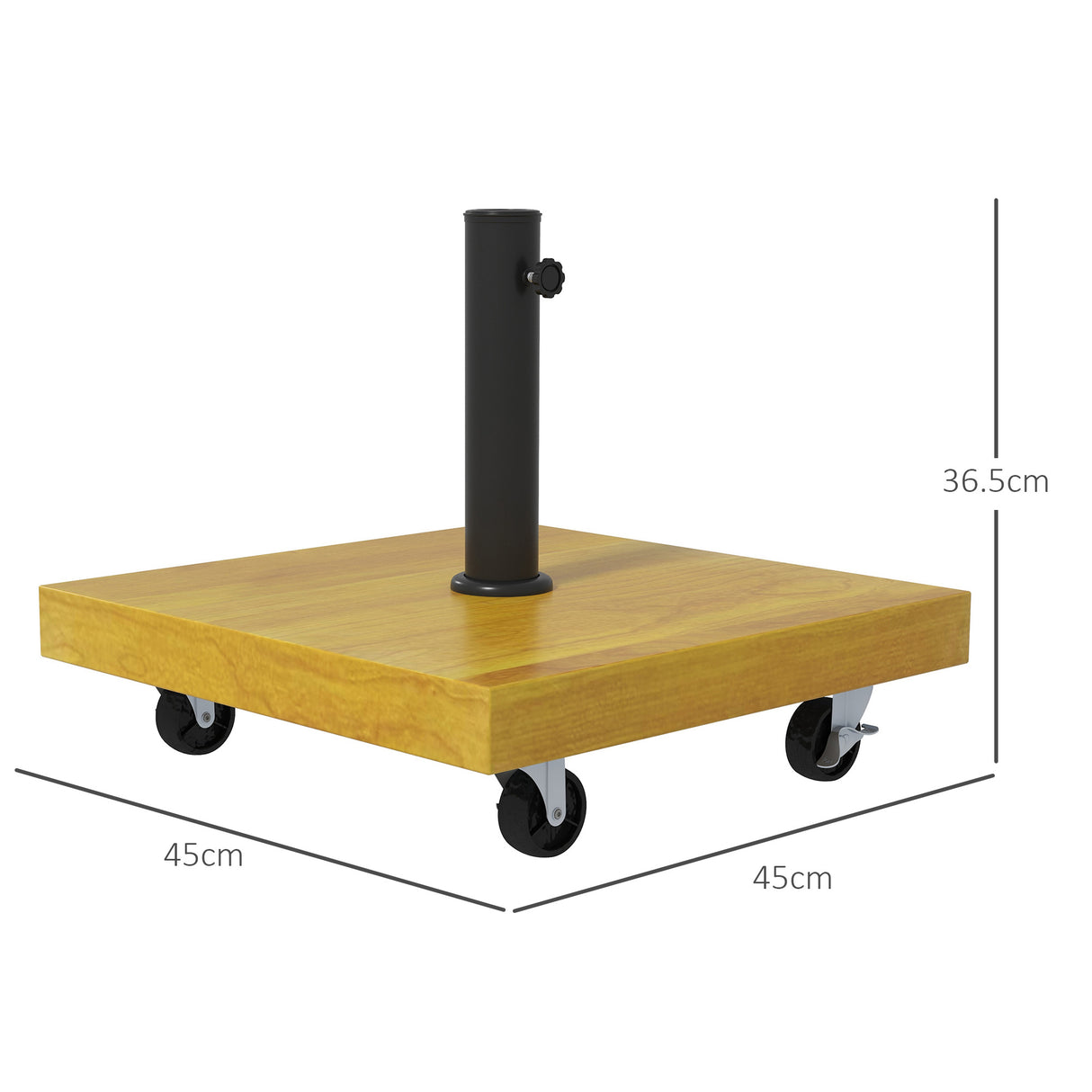 easycomfort easycomfort base per ombrellone da 25kg in metallo e cemento con ruote ed effetto legno 45x45x36 5cm giallo