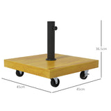 easycomfort easycomfort base per ombrellone da 25kg in metallo e cemento con ruote ed effetto legno 45x45x36 5cm giallo