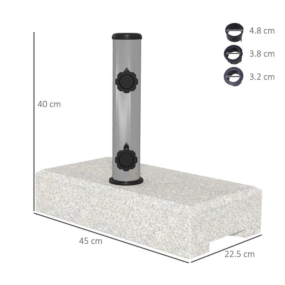 easycomfort easycomfort base per ombrellone da giardino 25kg per pali da 32mm 38mm e 48mm in granito e acciaio inox 45x22 5x40 cm grigia