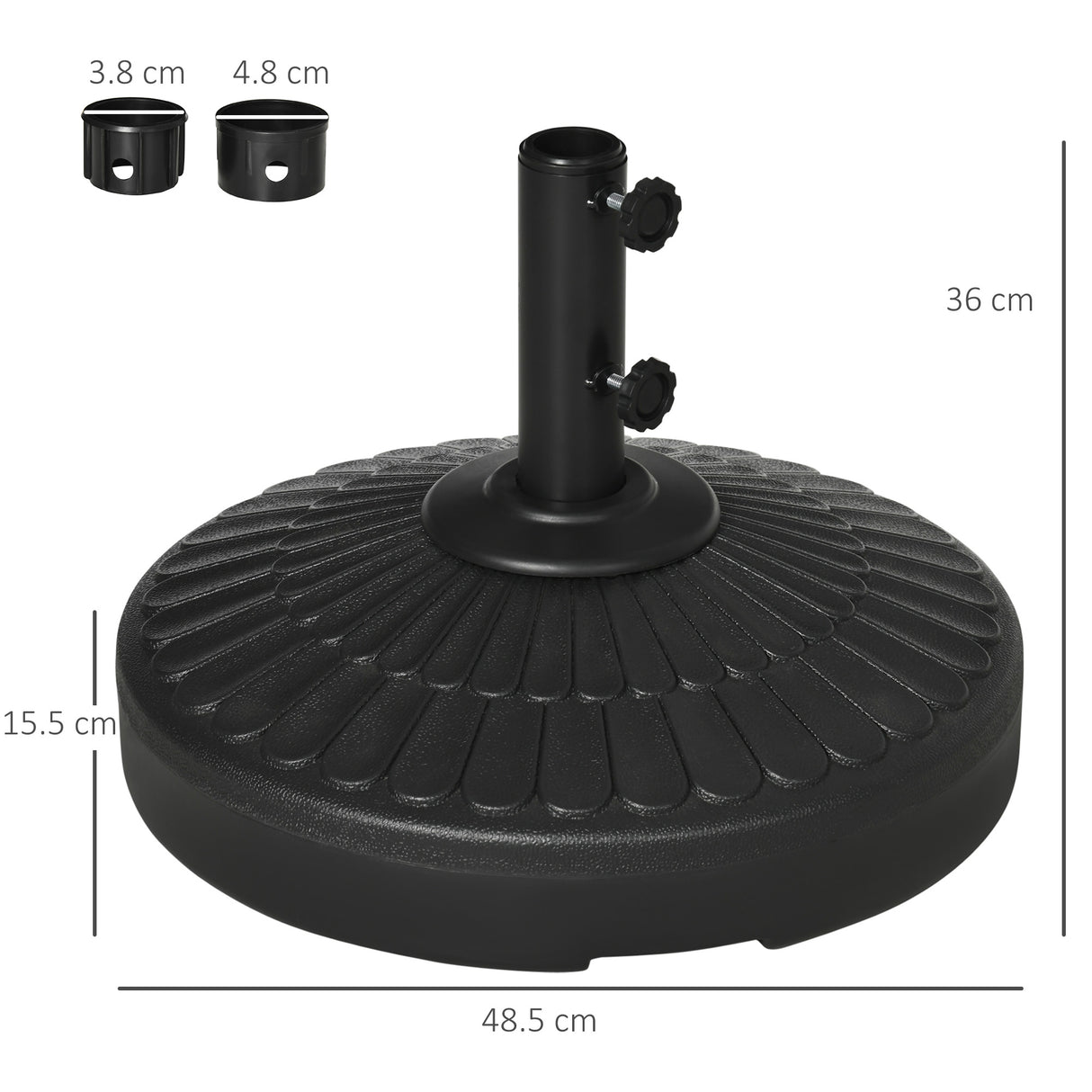 easycomfort easycomfort base per ombrellone da giardino di diametro 38 48 mm con riempimento laterale 48 5x36 cm