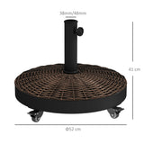 easycomfort easycomfort base per ombrellone da giardino rotonda a 4 ruote con freni in acciaio e resina 52x41 cm bronzo e nero