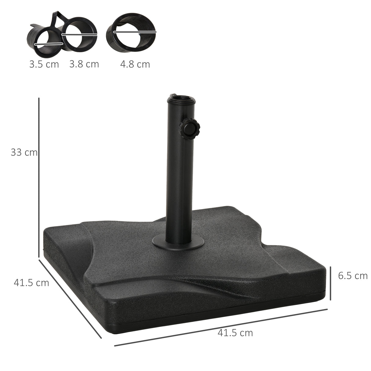 easycomfort easycomfort base per ombrellone quadrata da 18kg per pali da 33 53 8 cm 45x45x39 cm nero