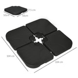 easycomfort easycomfort base per ombrellone set 4 pezzi in hdpe riempibile con acqua o sabbia 104x104x7 5 cm nera