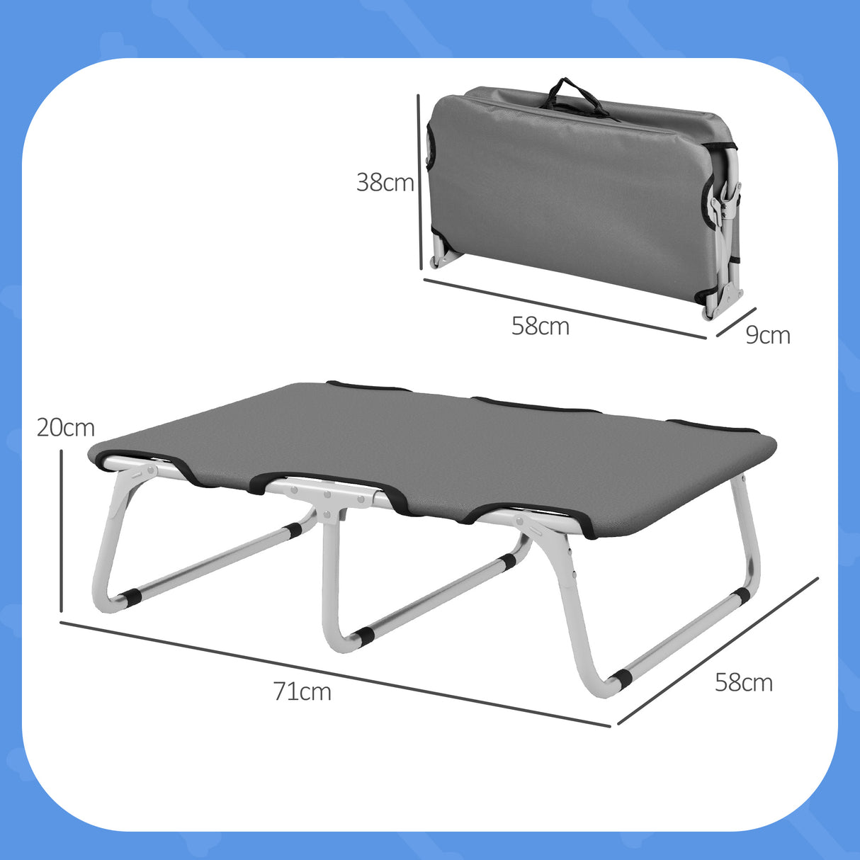 easycomfort easycomfort brandina per cani piccoli pieghevole per interno ed esterno metallo e tessuto oxford 71x58x20 cm grigio