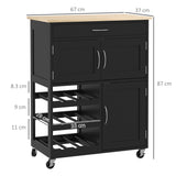 easycomfort easycomfort carrello da cucina in legno con portabottiglie 3 ante e cassetto 67x37x87 cm nero e rovere
