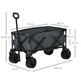 easycomfort easycomfort carrello da giardino carico max 70kg con maniglia telescopica in metallo e tessuto oxford 108x55 cm grigio