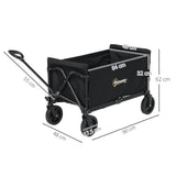 easycomfort easycomfort carrello da giardino da 120l pieghevole con pannello apribile in acciaio e poliestere 90x48x62 cm nero
