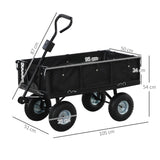 easycomfort easycomfort carrello da giardino in acciaio da 114l con sacca portaoggetti e pareti rimovibili 105x51x54 cm nero
