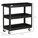 easycomfort easycomfort carrello porta attrezzi a 3 livelli in acciaio con bordi alti e 4 ruote girevoli 83x35 3x76 cm nero