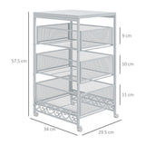easycomfort easycomfort carrello portaoggetti a 3 livelli in truciolato e acciaio 34x29 5x57 5 cm bianco