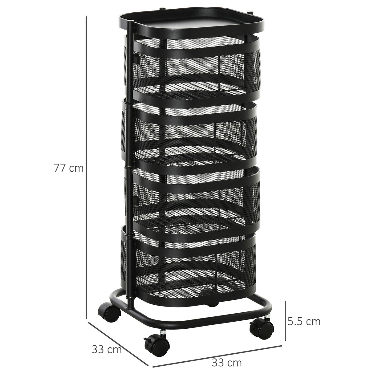 easycomfort easycomfort carrello portavivande con 4 cestelli piano dappoggio e ruote in acciaio e pp 33x33x77 cm