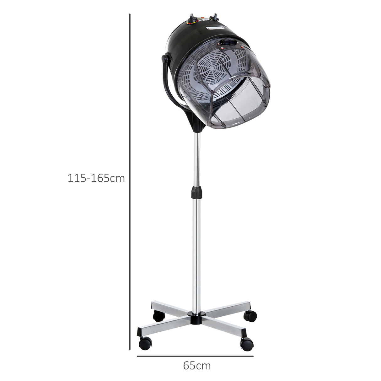 easycomfort easycomfort casco asciugacapelli 1180w ad altezza regolabile con timer 60 minuti e ruote girevoli 65x65x115 165 cm nero