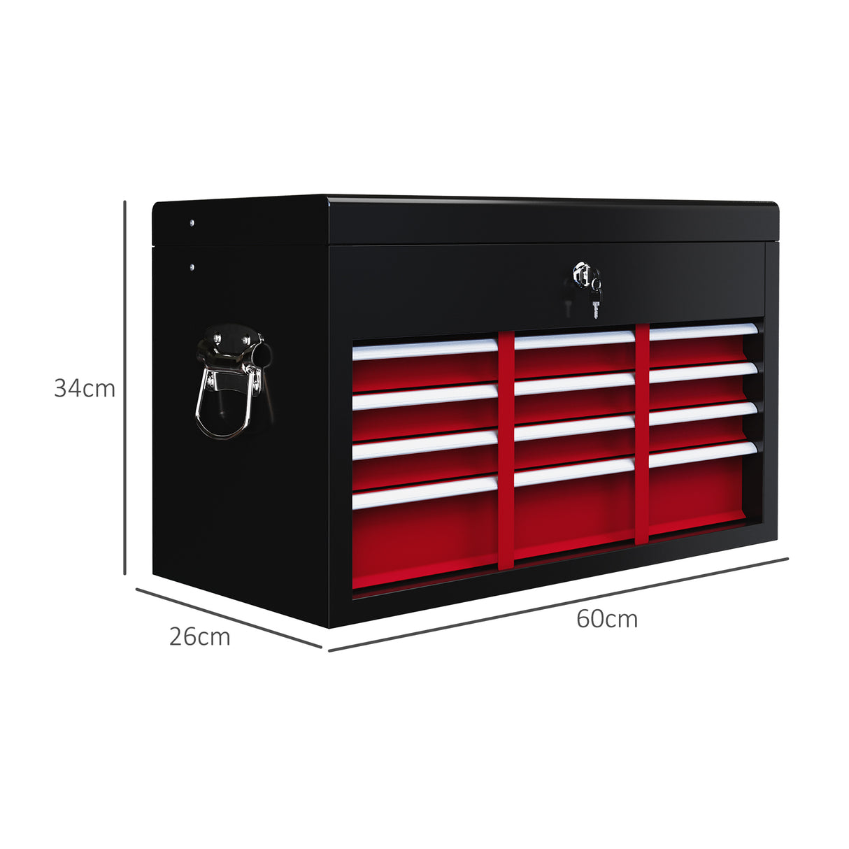 easycomfort easycomfort cassetta per attrezzi a 6 cassetti in acciaio con serratura 60x26x34cm nero e rosso