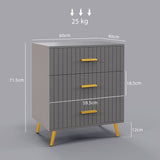easycomfort easycomfort cassettiera 3 cassetti moderna in legno e alluminio 60x40x71 5 cm oro e grigio scuro