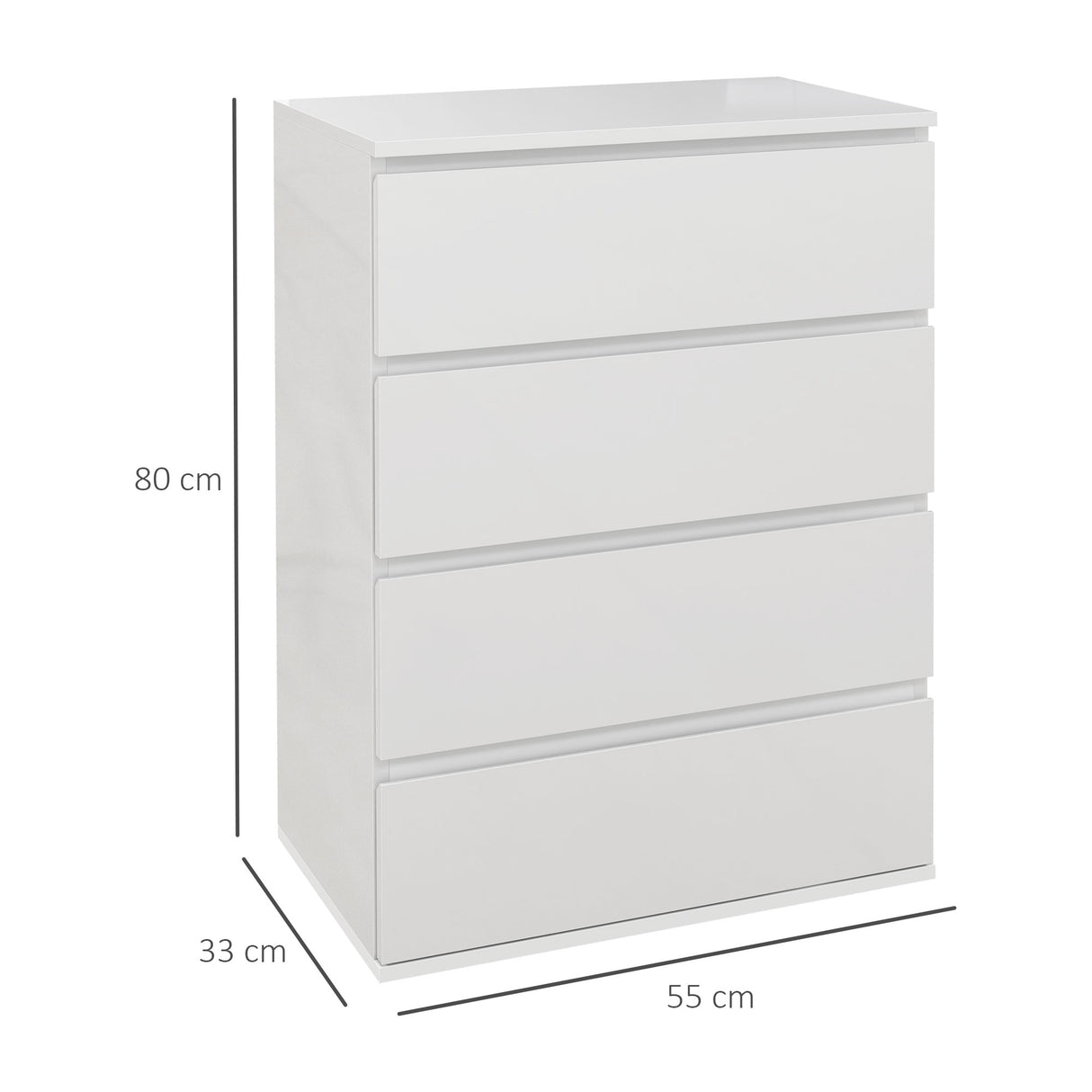 easycomfort easycomfort cassettiera 4 cassetti in legno como per camera da letto moderno e multiuso 55x33x80 cm bianco