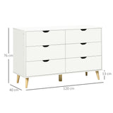 easycomfort easycomfort cassettiera 6 cassetti con maniglie laminate in legno di pino 120x40x76 cm bianca e color legno