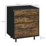 easycomfort easycomfort cassettiera con 3 cassetti in truciolato dallo stile rustico 60x45x75cm marrone e nero