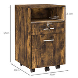 easycomfort easycomfort cassettiera da ufficio portadocumenti in legno con 2 cassetti e ripiano aperto 39x40x65 cm marrone