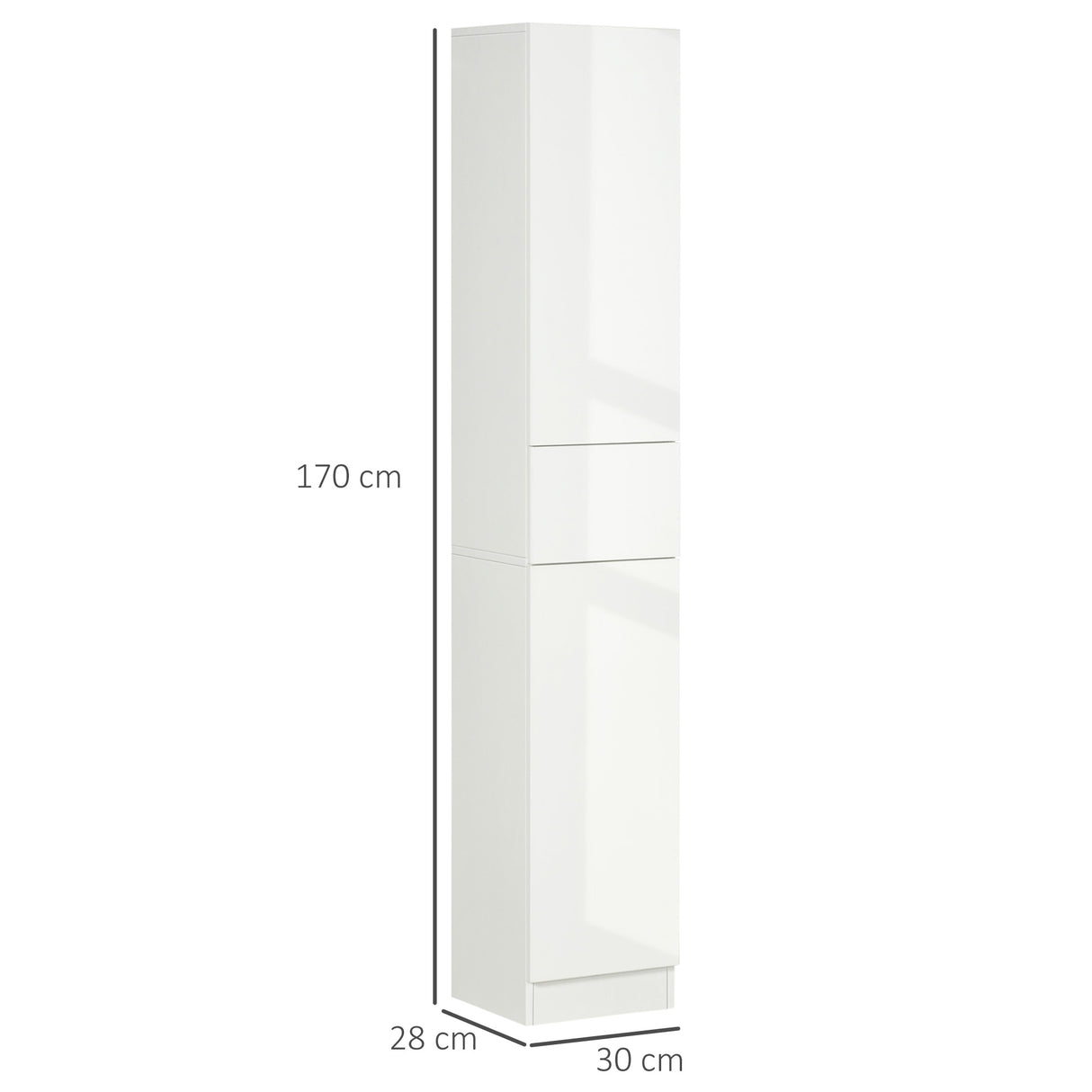 easycomfort easycomfort colonna bagno con cassetto e 2 armadietti bianco lucido 30x28x170cm