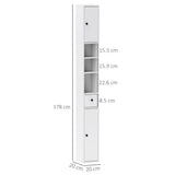 easycomfort easycomfort colonna bagno salvaspazio con 2 armadietti 3 ripiani aperti e cassetto in legno 20x20x178 cm bianco