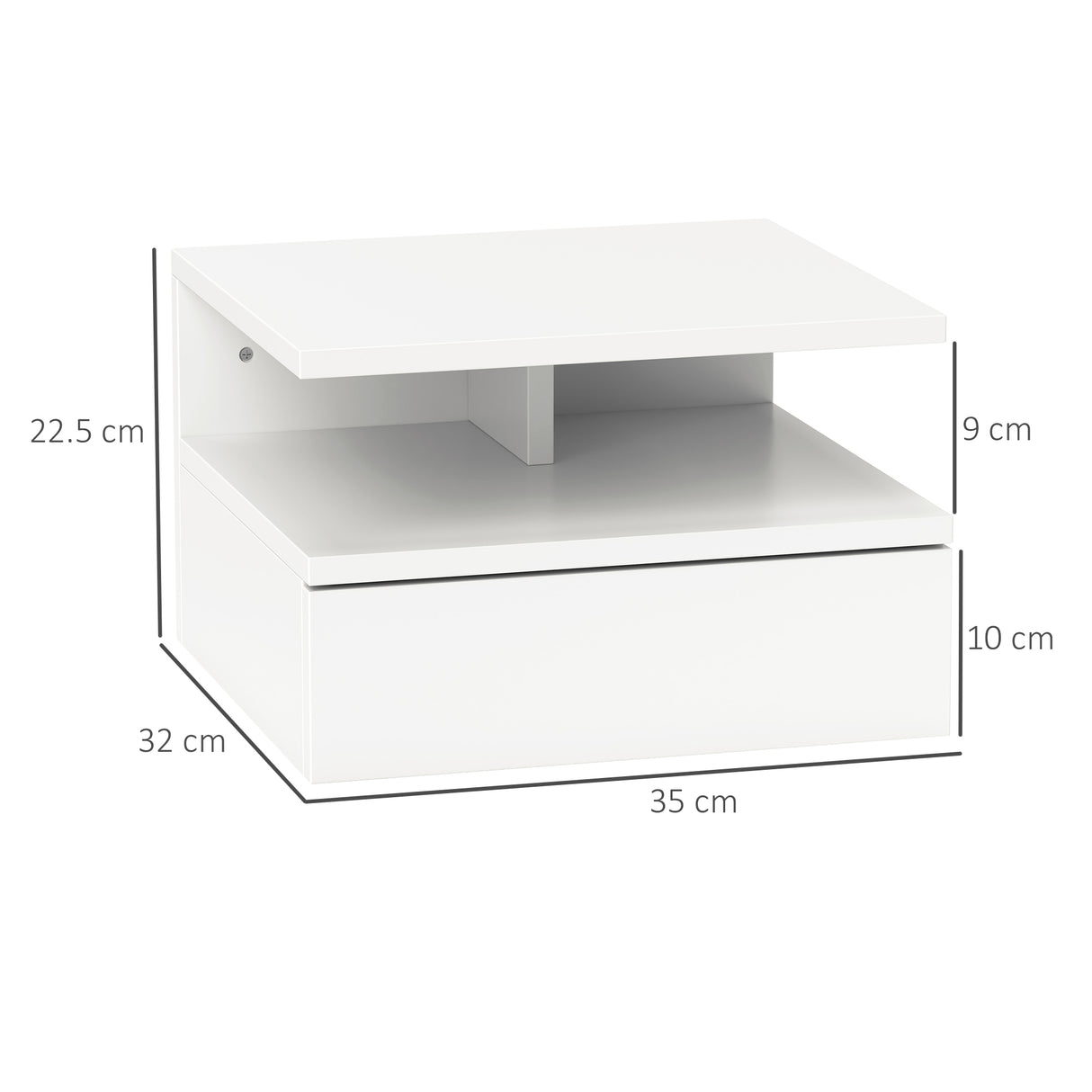 easycomfort easycomfort comodino sospeso per camera da letto con cassetto e mensola in legno 35x32x22 5cm bianco
