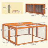 easycomfort easycomfort conigliera da esterno pieghevole per 2 3 roditori con ingressi multipli in legno e acciaio 110x105x50 cm arancione
