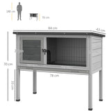 easycomfort easycomfort conigliera rialzata in legno da esterni con tetto apribile e vassoio estraibile 84x43x70cm grigio