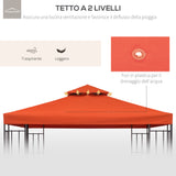 easycomfort easycomfort copertura per gazebo 3x3 m a 2 livelli in poliestere resistente con 8 fori di drenaggio rosso ruggine