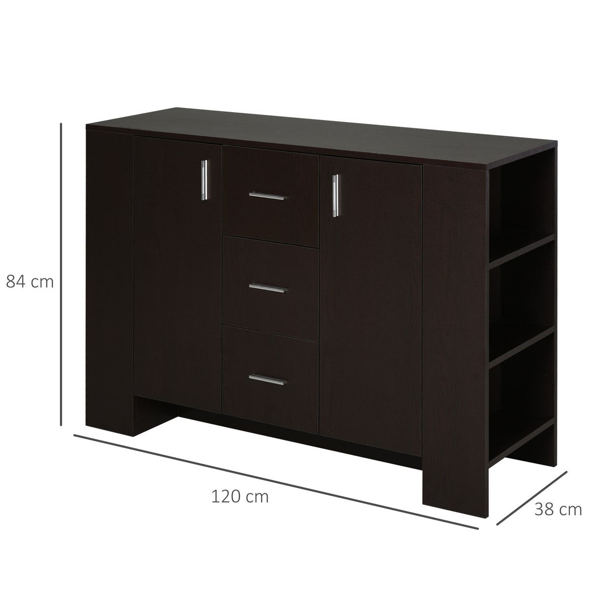 easycomfort easycomfort credenza in stile classico per sala da pranzo con 2 ante 3 cassetti e 3 ripiani in legno scuro 120 x 38 x 84cm ean 8054111848381