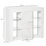 easycomfort easycomfort credenza moderna a anta con luci led e mensole in vetro mobile multiuso in legno con finitura lucida 97x35x83cm bianco