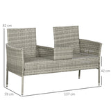 easycomfort easycomfort divanetto per esterni 2 posti con tavolino da caffe in acciaio e rattan pe 137x59x82 cm grigio e crema