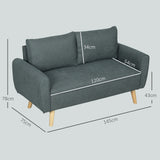 easycomfort easycomfort divano 2 posti salvaspazio con cuscini per schienale in tessuto effetto velluto e legno 145x75x78 cm grigio