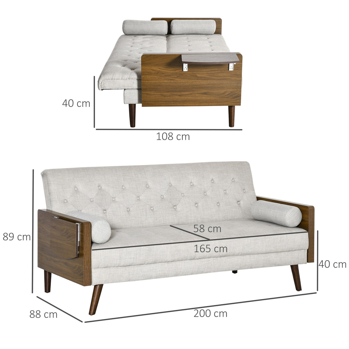 easycomfort easycomfort divano letto singolo con mensole laterali seduta 3 posti e schienale 3 reclinazioni 200x88x89cm