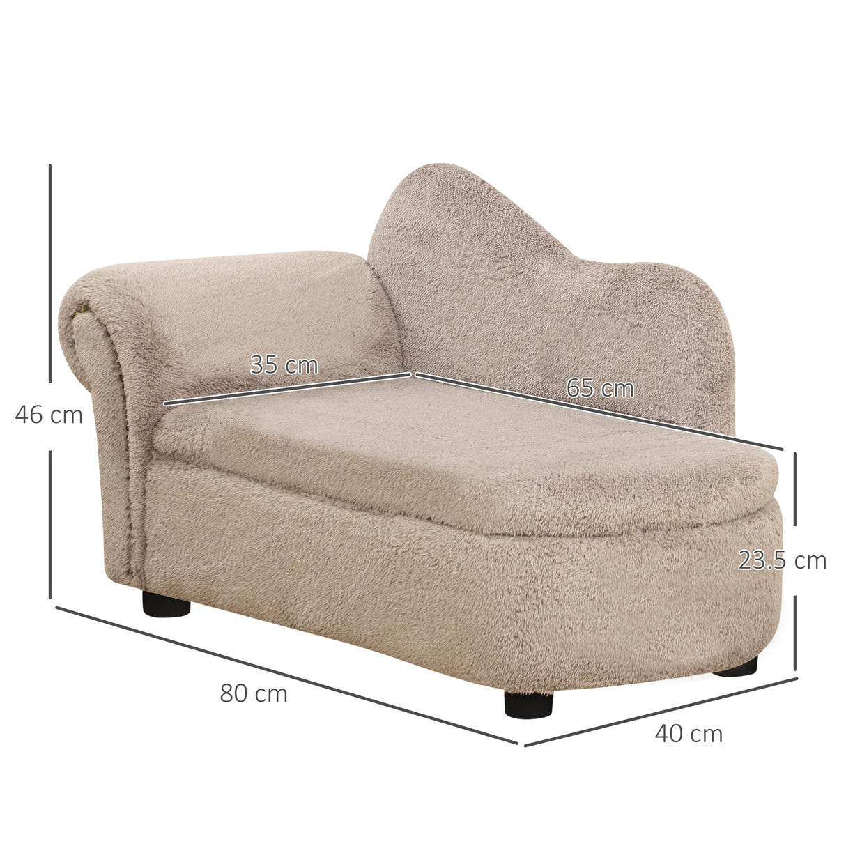 easycomfort easycomfort divano per cani rialzato con spazio portaoggetti a scomparsa in legno e tessuto vellutato 80x40x46 cm beige