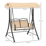 easycomfort easycomfort dondolo da giardino 2 posti con tetto parasole regolabile e tasche laterali beige