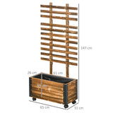 easycomfort easycomfort fioriera con traliccio per rampicanti e rotelle in legno di abete 65x31x147 cm marrone