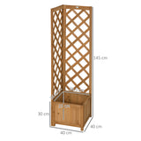 easycomfort easycomfort fioriera da giardino in legno di abete marrone con grigliato per rampicanti e decorazioni 40x40x145 cm