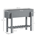 easycomfort easycomfort fioriera rialzata con ripiano inferiore e 2 fori di drenaggio in legno di abete 100x30x70 5 cm grigio