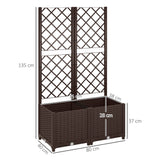 easycomfort easycomfort fioriera rialzata con traliccio per rampicanti e 8 fori di drenaggio in pp 80x40x135 cm marrone