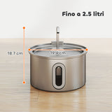 easycomfort easycomfort fontanella per gatto 2 5l con luce led e 2 modalita di flusso in acciaio inox 19 4x19 4x18 7 cm argento