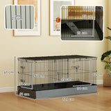 easycomfort easycomfort gabbia per animali piccoli 2 in 1 coperchio rimovibile e sezioni separate 121x61x61 cm nero