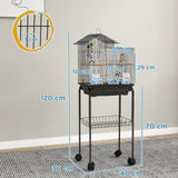 easycomfort easycomfort gabbia per uccelli con piedistallo ruote girevoli ripiano e accessori 46x36x120 cm nero