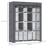 easycomfort easycomfort guardaroba in tessuto non tessuto e acciaio con 8 ripiani e 2 barre 125x43x162 5 cm grigio carbone