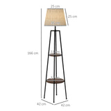 easycomfort easycomfort lampada da terra a 2 ripiani in metallo e mdf con paralume in tessuto 42x166 cm nero e marrone