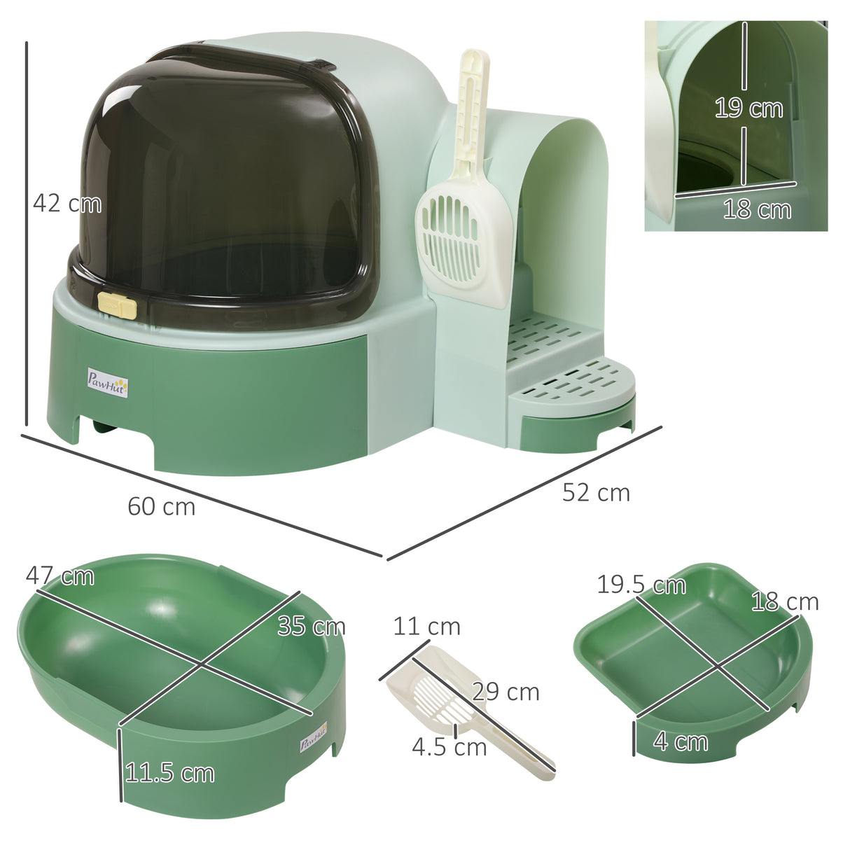 easycomfort easycomfort lettiera per gatti chiusa con coperchio apribile e vassoio estraibile 52x60x42 cm verde