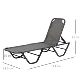 easycomfort easycomfort lettino prendisole in alluminio con schienale reclinabile a 5 livelli 163x58 5x91cm grigio