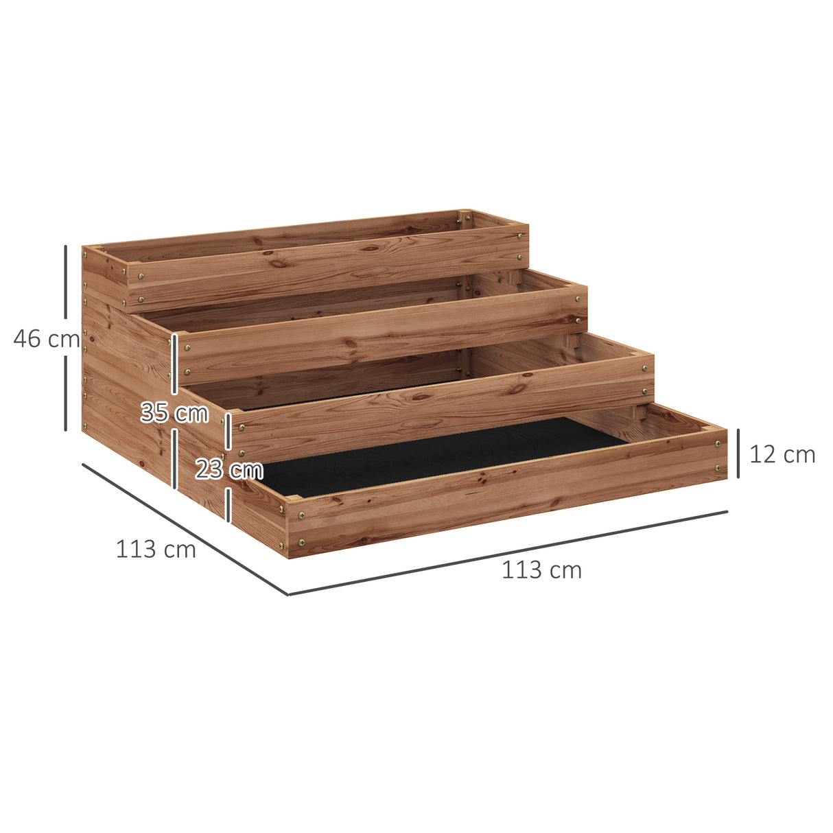 easycomfort easycomfort letto per orto rialzato a 4 livelli in legno di abete con fondo aperto 113x113x46 cm marrone
