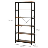 easycomfort easycomfort libreria verticale in stile industriale vintage scaffale salvaspazio con 6 mensole in legno e metallo nero 80x30x180cm ean 8054144131009