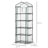 easycomfort easycomfort mini serra da giardino e terrazza per piante a 5 ripiani in acciaio con copertura in pvc 69x49x193 cm verde